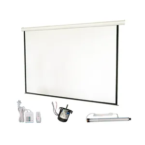 Home Theater Mat Wit 120 Inch Aan De Muur Gemonteerd Elektrisch Projectorscherm Met Afstandsbediening