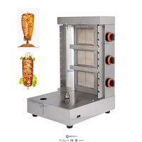 Machine à kebab Doner commerciale 3 brûleurs à gaz Grill Shawarma robuste pour camions de nourriture
