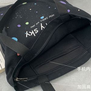Sac fourre-tout en tissu de coton épais noir 12OZ avec fermeture éclair et poche intérieure, prix d'usine - Product Image 2