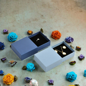 Boîte d'emballage de luxe pour bijoux avec tiroir coulissant, boîte rigide en papier avec doublure en velours pour l'emballage de bagues de mariage et de pendentifs - Product Image 3