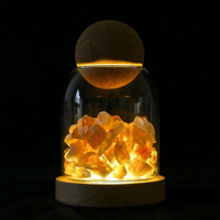 Diffuseur d'arômes en cristal multicolore, ornement en pierre, cloche en verre créative avec veilleuse LED, décoration d'intérieur pour huiles essentielles, artisanat