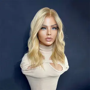 Warm Blonde Highlights Natural Wave HD Lace Front Wig Natural Looking Small Knots European Virgin Remy Human Hair Wigs