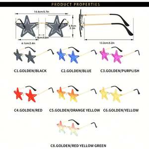 Lunettes de soleil unisexes amusantes et colorées en forme de pentagramme, personnalisables avec logo, pour Noël 2025 – Lunettes de fête sans monture en forme d'étoile - Product Image 4