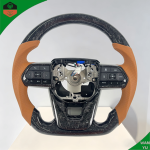 Volant en fibre de carbone forgée avec cuir perforé marron pour <span class=keywords><strong>Toyota</strong></span> Land Cruiser LC300 <span class=keywords><strong>2022</strong></span> 2023 2024 2025 GR Sport - Product Image 1
