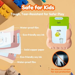 Tarjetas de Memoria Flash Bilingües en Inglés y Francés para Niños, Juguete Educativo Temprano para Niños Pequeños - Product Image 4