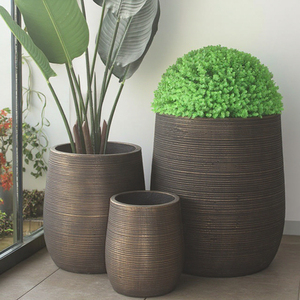 <span class=keywords><strong>Jardinière</strong></span> <span class=keywords><strong>ronde</strong></span> contemporaine en fibre d'argile écologique avec trou de drainage pour une utilisation intérieure/extérieure dans la maison, le jardin et le bureau - Product Image 5