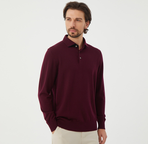 Bán Buôn <span class=keywords><strong>2025</strong></span> Thiết Kế Mới Merino Len Cashmere Người Đàn Ông Của Dệt Kim Polo Cổ Áo Len Biểu Tượng Tùy Chỉnh Dài Tay Áo Polo Áo Sơ Mi Cho Mùa Thu - Product Image 1