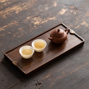 Chinese retro ebony dry brewing <b>tray</b>, small <b>tea</b> <b>tray</b>, household <b>tea</b> saucer, Kung Fu <b>tea</b> set, <b>tea</b> snack plate, pastry plating - Product Image 2