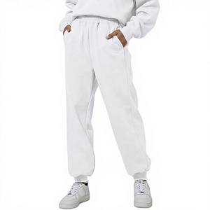 Pantalones Deportivos de Felpa para Mujer, Cintura Elástica con Cordón, Casuales, de Poliéster, Secado Rápido, Transpirables, con Bolsillos, Color Sólido - Product Image 1