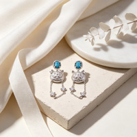 Boucles d'oreilles créoles en argent 925 pour femme, avec accents turquoise, plaqué platine, bijoux fins tendance pour mariage, fiançailles, anniversaire, fête