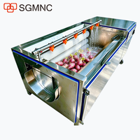 Machine automatique de lavage et de pelage à rouleaux brosseurs pour pommes de terre, manioc, gingembre, curcuma, betteraves et râpes