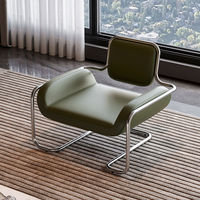 Fauteuil design nordique en acier inoxydable de style médiéval, luxe léger, minimaliste, pour salon, réception, fauteuil individuel décontracté
