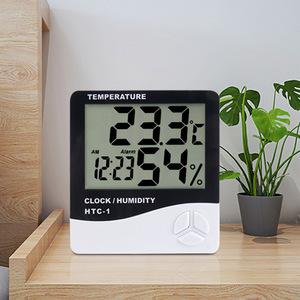 IRISMANLI Pengukur Suhu dan Kelembapan Digital 3-Tombol Presisi Tinggi Jam <span class=keywords><strong>Alarm</strong></span> Rumah Tangga Vertikal Gantung Kecantikan Pribadi - Product Image 1