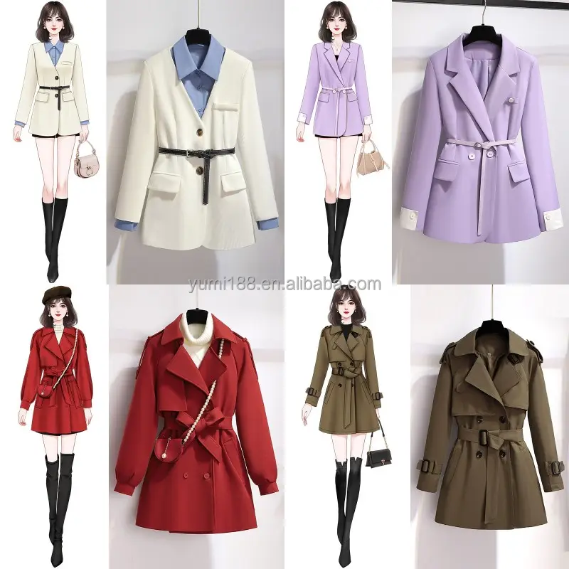 New Fashion Jacket Women's Double Breasted Metal Lion Buttons Blazers Long Sleeve Outer Coat