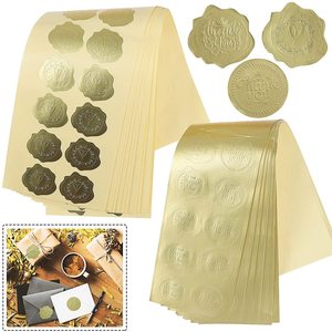 Autocollants de remerciement en forme de cœur gaufré or, autocollants décoratifs adhésifs pour l'étiquetage des enveloppes de mariage, d'anniversaire ou de cadeaux - Product Image 1
