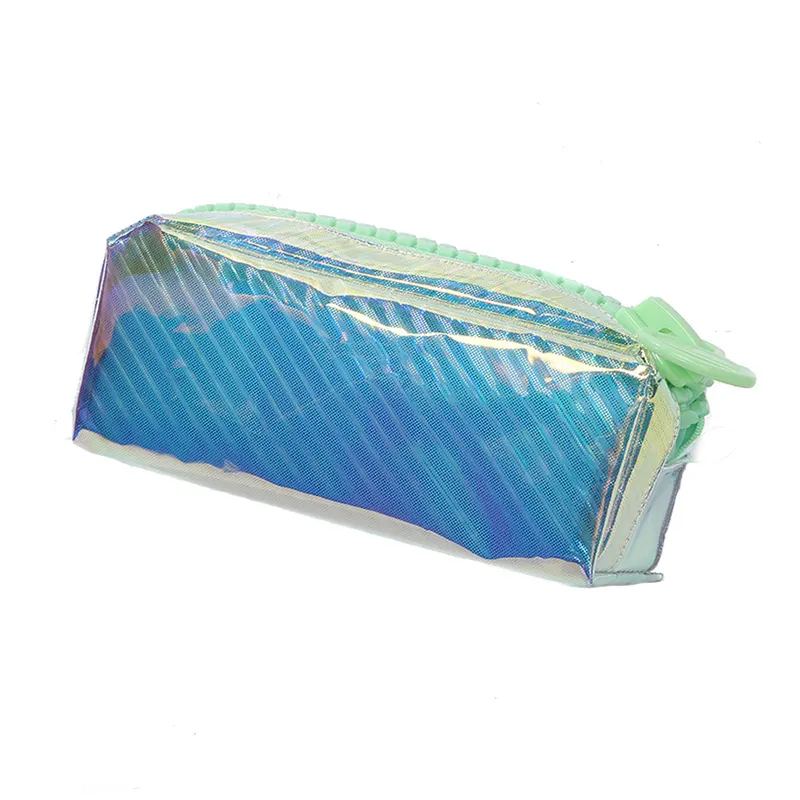 A buon mercato lucido TPU PVC cancelleria astuccio per le ragazze ragazzi con cerniera in resina riciclata per articoli da toeletta cosmetici