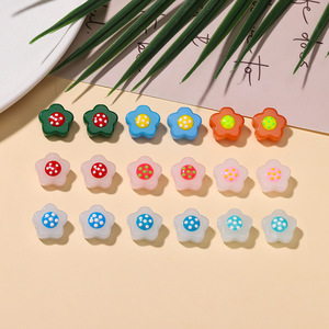 Floral Glass <b>Beads</b> With Straight Holes For Bracelet Making Crystal Lampwork Material Flower Shape AC4627 - Product Image 3