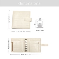 FB TK Etsy – portefeuille en cuir de crocodile A7, 6 anneaux, noir, rose, beige, crème, gris, blanc, nouvelle version