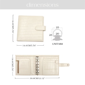 FB TK Etsy – portefeuille en cuir de crocodile A7, 6 anneaux, noir, rose, beige, crème, gris, blanc, nouvelle version - Product Image 3