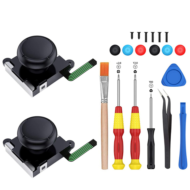 3D Joystick Replacement Analog Thumb Stick for Nintend Switch Joy-Con Controller Repair Kit with Full Tool Set
