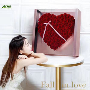 大きなハート型のバラのギフトボックス、透明な蓋付き、99本のバラのフルーツブーケ用の花の包装、特別な日に最適 - Product Image 5