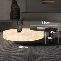 Table basse ronde moderne en marbre naturel véritable Mobilier de salon Éclairage haut de gamme Conception unique
