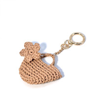 Pendentif artisanal en paille de raphia naturelle, motif floral, mini sac fourre-tout, breloque, porte-clés, accessoire portable pour sac quotidien, fourniture pour boutique