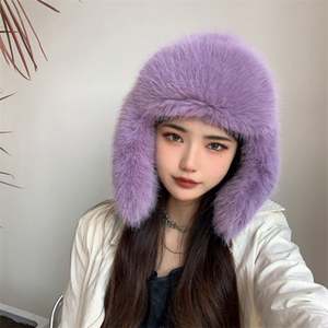 Nouveau chapeau en fausse fourrure unie en peluche pour l'automne et l'hiver, chapeau tendance pour l'extérieur, polyvalent, chaud pour adultes - Product Image 5