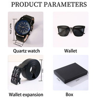 Coffret cadeau pour homme, Saint-Valentin, anniversaire, fête des pères, petit ami, montre à quartz, ceinture, lunettes de soleil, boucle, boîte de luxe pour affaires