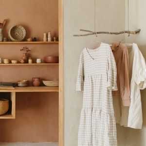 Robe longue élégante pour femme en lin et <span class=keywords><strong>coton</strong></span> mélangés, respirante, à nouer, motif à carreaux, tissée, tendance, pour l'été - Product Image 6