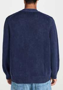 Cardigan en coton délavé sur mesure pour hommes, col en V, style vintage streetwear, veste tricotée, fournisseur OEM ODM en gros - Product Image 4