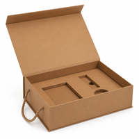 Boîte cadeau pliable magnétique en kraft avec poignée, en matériau recyclé, insert personnalisé, emballage portable et écologique pour bougies