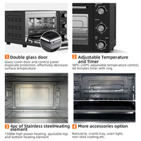 Four à convection électrique multifonction en métal de 28 L avec double vitrage pour usage domestique et hôtelier