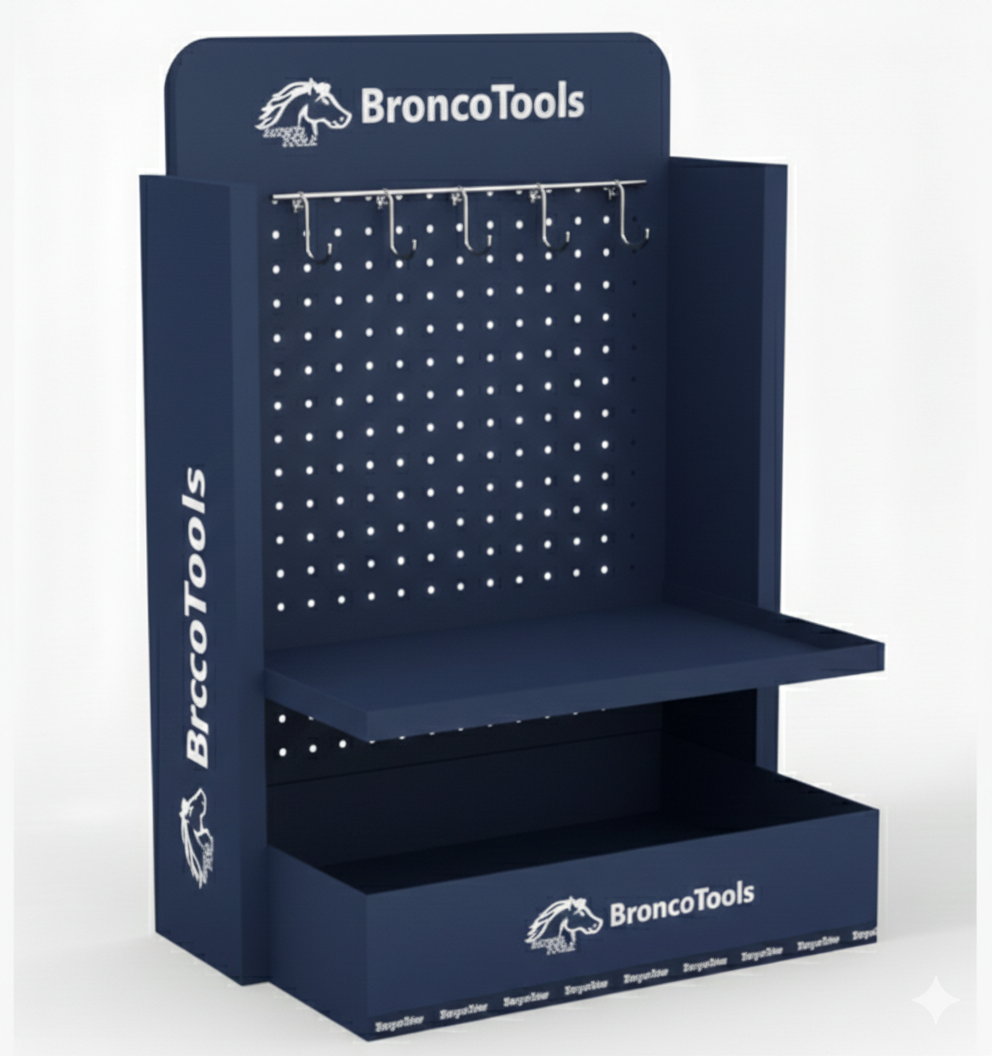 Apache Custom Countertop Wooden Display Stand with Hooks for Hardware Tools & Accessories in Retail Stores & Trade Shows — view 2
