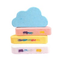 Juego de Bombas de Baño Arcoíris OEM, 4 Piezas de 120g Cada Una, a Base de Plantas, Hechas a Mano, Blancas, Azules, Amarillas, Rosas, Coloridas, Efervescentes, Hidratantes, en Caja de Regalo