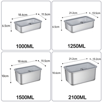 Boîte à bento en acier inoxydable avec couvercle transparent, grande boîte à bento en métal pour enfants adultes étanche