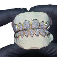 Grillz Hip Hop personnalisé en Moissanite VVS taille brillant rond, plaqué or 18K sur argent 925, micro-incrustation, unisexe, cadeau de fête
