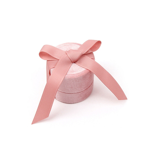 Hot selling pink velvet small round velvet jewelry box for jewelry ring packaging