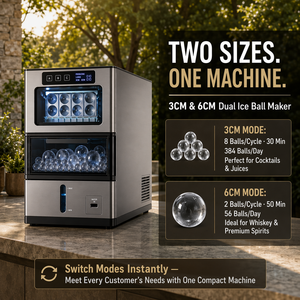 Máquina de Hielo Rápida, Esferas de Cristal 2 en 1, 3cm 6cm 8/30Min, 384/Day, 60dB Bajo Ruido, Liberación Automática, Táctil Inteligente, para Hogar/<span class=keywords><strong>Bar</strong></span>, OEM CE - Product Image 2