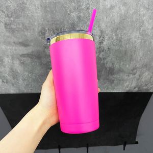 Engraveable Powder Coated Vacuum Insulated Colorful Mirror Gold Plated Underneath 20oz <b>Tumbler</b> <b>with</b> <b>Straw</b> for Laser Engraving - Product Image 2