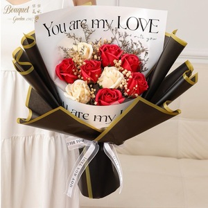 Bouquets de fleurs artificielles modernes faits à la main en forme de rose <span class=keywords><strong>et</strong></span> de tournesol, savons prêts à l'emploi, cadeaux pour la Fête des Mères, la Saint-Valentin <span class=keywords><strong>et</strong></span> les anniversaires - Product Image 1