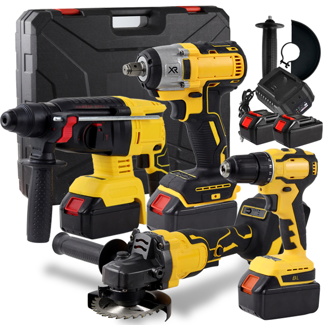 ACTS12 Professional 21V Brushless Motor Cordless Electric Hammer Drill Impact Machine Power Tool Combo Set Hard Case OEM