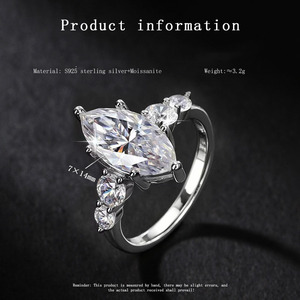 OJ 커스텀 프리미엄 모이사나이트 스톤 925 스털링 실버 모이사나이트 반지 데이트 나이트용 - Product Image 2