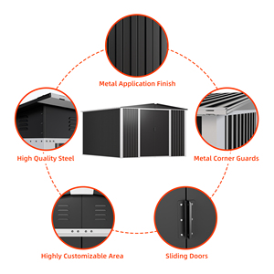 Grand <span class=keywords><strong>abri</strong></span> de <span class=keywords><strong>jardin</strong></span> extérieur en métal pour le stockage de vélos et d'outils facilement assemblés en bois traité sous pression naturel - Product Image 4