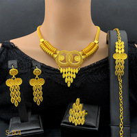 Ensemble d'accessoires TIANSHE pour femme : collier, bracelet, boucles d'oreilles et bague, style Dubaï, pour mariage transfrontalier