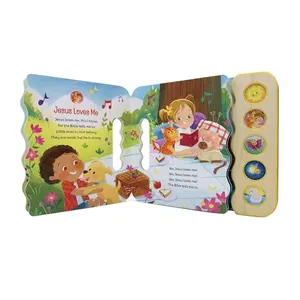 Benutzer definierte tragbare Hardcover Kinder 5 Druckknopf Englisch Sound Board Bücher für Kinder Interaktive Hörbücher