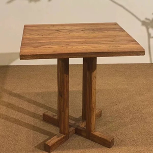 Juego de Mesa de Comedor de Madera Maciza Estilo Wabi Sabi, Muebles Vintage para Cafetería y Restaurante, Mesa Redonda y Cuadrada - Product Image 4