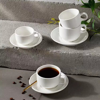 Ensemble de tasses à cappuccino en céramique à parois droites 220 ml avec soucoupe, personnalisable avec logo, compatible lave-vaisselle pour café, restaurant, hôtel