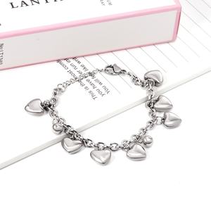 Stainless Steel Silver Chain <b>Bracelet</b> Design Women Heart Pendant Chain <b>Bracelet</b> Bangles for <b>Girl</b> - Product Image 1