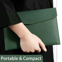 Carpeta de Documentos A4 Minimalista de Cuero al por Mayor, Bolsa Impermeable con Cierre a Presión, Impresión de Logotipo, Almacenamiento para Oficina y Negocios, Bolsa para Portátil